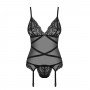 OBSESSIVE BONDEA CORSET AND THONG BLACK