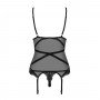 OBSESSIVE BONDEA CORSET AND THONG BLACK