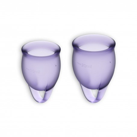 Image: FEEL CONFIDENT 2 MENSTRUAL CUPS SET SATISFYER LILAC on Prazer24 Sex Shop Online