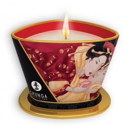 24 PACK SHUNGA ROMANCE MASSAGE CANDLE SPARKLING STRAWBERRY WINE 170ML