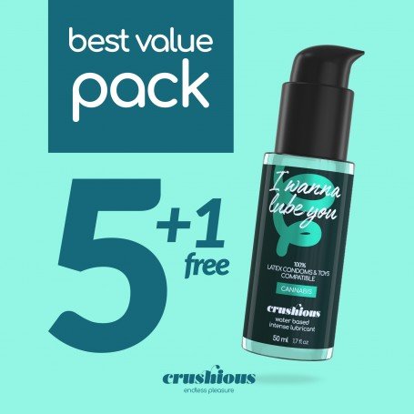 Image: PACK OF 5 CRUSHIOUS CANNABIS WATERBASED LUBRICANTS 50 ML + 1 FREE on Prazer24 Sex Shop Online