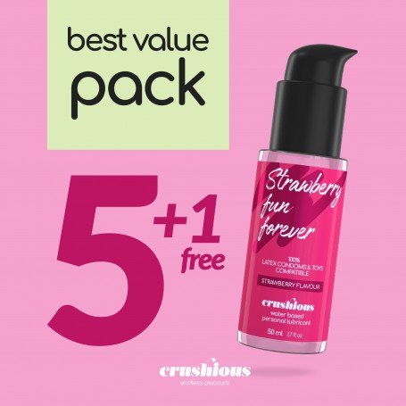 Image: PACK DE 5 LUBRICANTES CON SABOR A FRESA 50 ML CRUSHIOUS + 1 GRATIS on Prazer24 Sex Shop Online