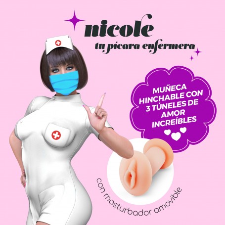 NICOLE LA ENFERMERA MUÑECA INFLABLE CON MASTURBADOR