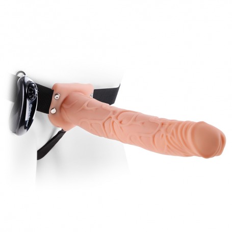 STRAP-ON HUECO CON VIBRACIÓN 11" FETISH FANTASY SERIES BLANCO