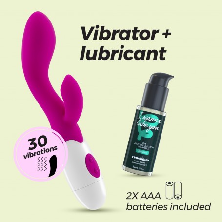 VIBRADOR COM ESTIMULADOR DE CLITÓRIS CHERIE E LUBRIFICANTE À BASE DE ÁGUA INCLUÍDO CRUSHIOUS