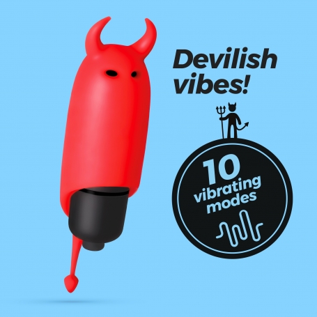 O-PET DIABLE AVEC VIBROMASSEUR BULLET À 10 VIBRATIONS ROUGE CRUSHIOUS