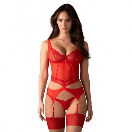 CORSET ET STRING CUPIDE DESIR ROUGE OBSESSIVE