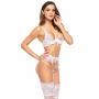 BEAUTY NIGHT FASHION ROSE 3 PIECE SET WHITE