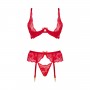 CONJUNTO DE 3 PEÇAS ROSE VERMELHO BEAUTY NIGHT FASHION