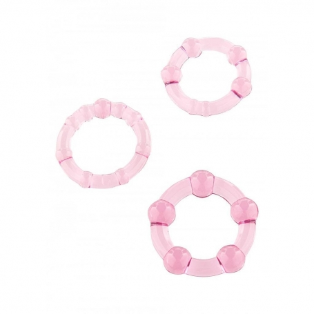 SCALA STAY HARD THREE RING SET PINK 