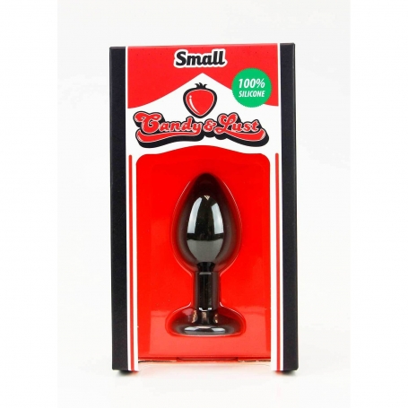 PLUG ANAL DE SILICONA PEQUEÑO CON JOYA NEGRO CANDY LUST
