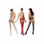 PASSION EROTIC LINE GARTER EFFECT STOCKINGS S020 BLACK