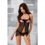PASSION DEVIL COLLECTION PRALINE CHEMISE AND THONG BLACK 