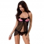PASSION DEVIL COLLECTION PRALINE CHEMISE AND THONG BLACK 