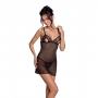 PASSION LOVELIA CHEMISE AND THONG BLACK