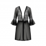 PASSION ECO COLLECTION LEAFA PEIGNOIR AND THONG BLACK
