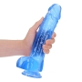 DILDO REALISTA COM TESTÍCULOS CRYSTAL CLEAR 10 /25.4 CM AZUL REALROCK