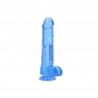 DILDO REALISTA COM TESTÍCULOS CRYSTAL CLEAR 10 /25.4 CM AZUL REALROCK