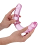 DILDO DUPLO CRYSTAL CLEAR 13 /34 CM ROSA REALROCK