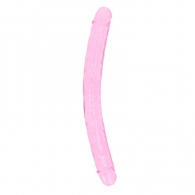 DILDO DOBLE CRYSTAL CLEAR 13 /34 CM ROSA REALROCK