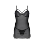 PASSION ECO COLLECTION DROSERA CHEMISE AND THONG BLACK 