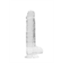 GODE RÉALISTE AVEC TESTICULES CRYSTAL CLEAR 8 /21CM REALROCK