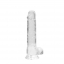 GODE RÉALISTE AVEC TESTICULES CRYSTAL CLEAR 8 /21CM REALROCK