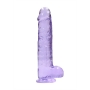 GODE RÉALISTE AVEC TESTICULES CRYSTAL CLEAR 9 /23 CM REALROCK