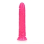 REALROCK SLIM REALISTIC DILDO WITH SUCTION CUP GLOW IN THE DARK 9 /22.5 CM PINK