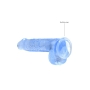 GODE RÉALISTE AVEC TESTICULES CRYSTAL CLEAR 6 /15 CM BLEU REALROCK