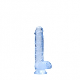 DILDO REALISTA COM TESTÍCULOS CRYSTAL CLEAR 6 /15 CM AZUL REALROCK