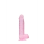GODE RÉALISTE AVEC TESTICULES CRYSTAL CLEAR 6 /15 CM ROSE REALROCK