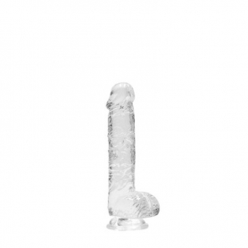 DILDO REALISTA COM TESTÍCULOS CRYSTAL CLEAR 6 /15 CM TRANSPARENTE REALROCK