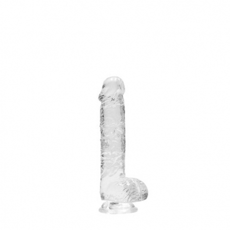 GODE RÉALISTE AVEC TESTICULES CRYSTAL CLEAR 6 /15 CM TRANSPARENT REALROCK