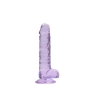 GODE RÉALISTE AVEC TESTICULES CRYSTAL CLEAR 7 /18 CM VIOLET REALROCK