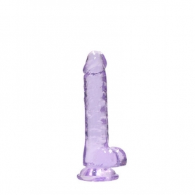 DILDO REALISTA CON TESTICULOS CRYSTAL CLEAR 7 /18 CM MORADO REALROCK