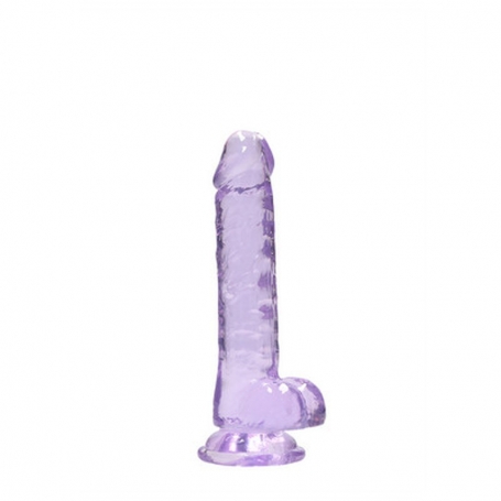 GODE RÉALISTE AVEC TESTICULES CRYSTAL CLEAR 7 /18 CM VIOLET REALROCK