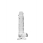 GODE RÉALISTE AVEC TESTICULES CRYSTAL CLEAR 7 /18 CM TRANSPARENT REALROCK