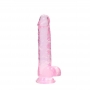 DILDO REALISTA CON TESTICULOS CRYSTAL CLEAR 8 /21 CM ROSA REALROCK