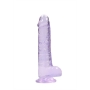DILDO REALISTA COM TESTÍCULOS CRYSTAL CLEAR 8 /21CM ROXO REALROCK
