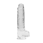 GODE RÉALISTE AVEC TESTICULES CRYSTAL CLEAR 9 /23CM TRANSPARENT REALROCK