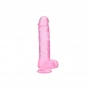 GODE RÉALISTE AVEC TESTICULES CRYSTAL CLEAR 10 /25.4 CM ROSE REALROCK