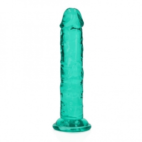 DILDO STRAIGHT REALISTIC CRYSTAL CLEAR 6 /14.5 CM VERDE REALROCK