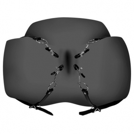 SEPARADOR XTREME LABIA SPREADER WITH CLAMPS NEGRO OUCH!