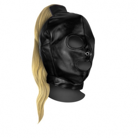 MASQUE NOIR AVEC UNE QUEUE DE CHEVAL BLONDE EXTREME OUCH!