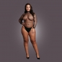 LE DÉSIR BODY WITH FISHNET STRUCTURE AND TURTLE NECK BLACK QUEEN SIZE