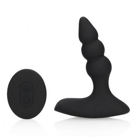 LOVELINE BEADED VIBRATING ANAL PLUG WITH REMOTE CONTROL LICORICE BLACK
