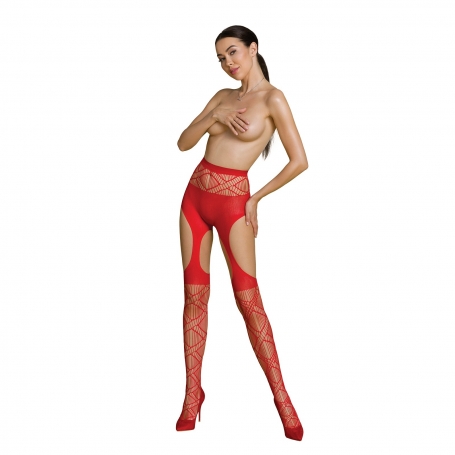BAS À EFFET JARRETIÈRE S005 ROUGE ECO COLLECTION PASSION