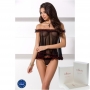 PASSION MARGARIDA CHEMISE AND THONG BLACK