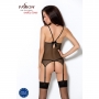 PASSION EROTIC LINE MELANIA CORSET AND THONG BLACK
